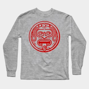 Latino art - Mayan - red design Long Sleeve T-Shirt